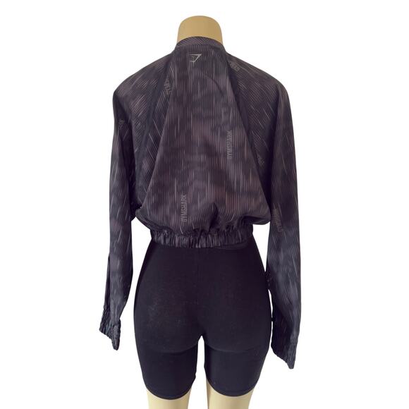 Gymshark Cropped Zip Jacket Women’s Size S Black Mesh Panels Logo Activewear - Picture 2 of 7